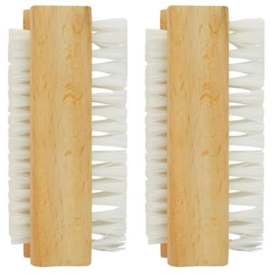 PACK OF 2 WOODEN NAIL CLEANING BRUSH DOUBLE SIDED Scrubbing BRUSH FOR HAND & FOOT NAILS