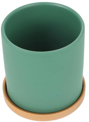 Yardenfun Eleganter Grüner Keramiktopf Mit Tablett Für Dekorative Blumentöpfe Zu Hause