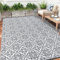 Enyhom Large Outdoor Rug for Garden 240x300cm Waterproof Patio Grey Print Reversible Mat Lightweight RV Camping Outdoor Area Rug Plastic Straw Carpet for Balcony Deck Backyard Picnic Porch Beach