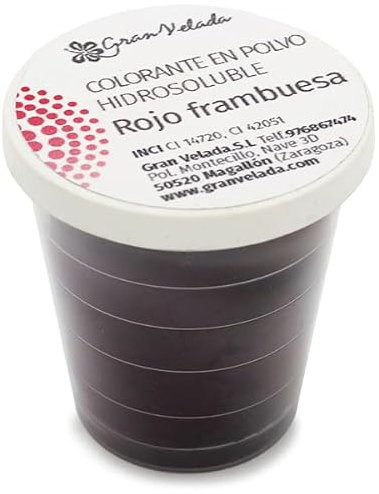 Gran Velada - Wasserlöslicher Farbstoff Himbeerrot in Pulverform 30 cc | Kosmetische Farbe für Seifen, Badebomben und Cremes, Intensives Rot-Rosa, DIY Naturkosmetik Zubehör, Hochkonzentriert