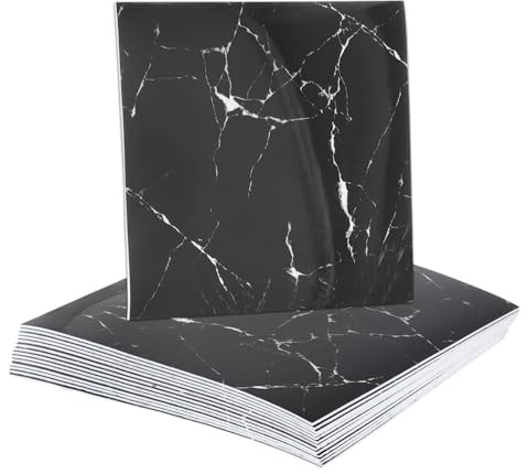 sourcing map Lot de 15 carreaux de marbre à décoller et à coller, panneau mural imperméable, carreaux de douche en PVC pour salle de bain, cuisine, salon, motif racines noires et blanches, 30,5 x 30,5
