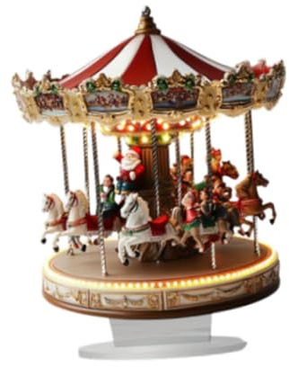 F Fityle Figuras de carrusel navideño, Adorno de carrusel Giratorio, Decorativo con luz para Regalos, Aniversario, niños, mamá, Esposa