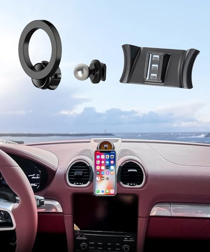 Car Phone Holder for Porsche 718 2017-2025 Magsafe Mount Accessories | Magnetic Cell Phone Mount Clip Compatible with iPhone, 3D fit Stable Dashboard GPS Navigation Bracket Cradle Stand