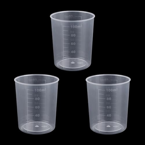 Gosknor 3 Stück Reis Messbecher für Reiskocher, 100ml Transparent Kunststoff Waschbecher für die Küche zum Messen Trockener und Flüssiger Zutaten