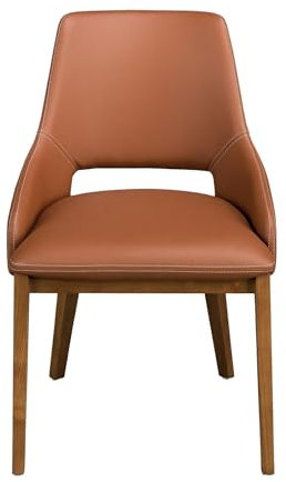 Angel Cerdá – Silla Comedor Tapizada en Polipiel Marrón | Sillas Comedor Modernas, Diseño Minimalista, Elegante | 54 x 61 x 83 cm, Patas de Madera Chapada Nogal | Cómoda, para Comedor, Salon