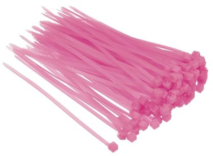 TA-VIGOR 100Pcs Nylon Cable Ties Pink, 100mm x 2.5mm Heavy Duty Secure Self-Locking Plastic Wire Zip Ties Wraps for Cable Management, Home, Garden, Office and DIY