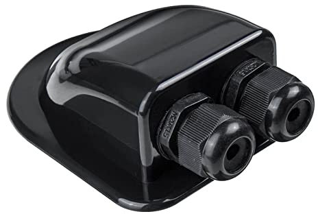 KONGMM Scatola passacavi a Doppio Ingresso Pannello Solare Tetto Passacavi Passacavi Cavo Camper Bianco Doppio Foro RV Accessori for Auto for Yacht per Roulotte(Double Hole Black)