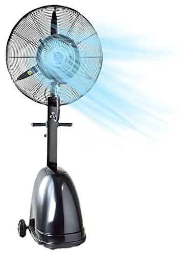 Ventilatore industriale per umidificazione e raffreddamento, ventilatore nebulizzatore industriale, 3 modalità di ventilazione, oscillazione a 90°, ventilatore a piantana per esterni con nebulizzator