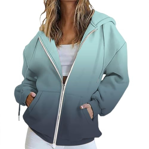 Damen Hooded Jacket I Premium Kapuzenjacke Damen mit Kontrast-Innenfutter I Basic Hoodie mit Reißverschluss I Zip Hoodie I Hochwertige & nachhaltige Damen-Oberteile Halloween/Weihnachten/Geschenke