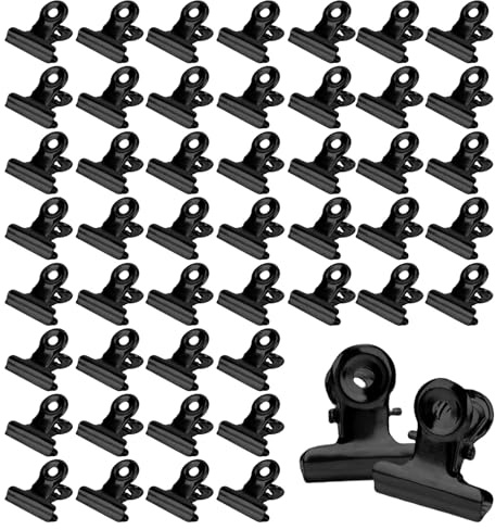 60 Stück Kleine Bulldogge Büroklammern-Binder Clips, Fotoklammern Klammern Metall, Verschlussklammern, Geeignet Für Fotos, Zeichnungen, Handwerk, Büro, Küche (Schwarz, 22mm)