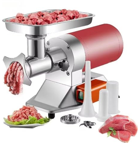 Molinillo eléctrico de carne de 850 W, resistente, 250 kg/h, multifunción con accesorios para cortar y triturar carne y verduras, acero inoxidable, protección contra sobrecarga
