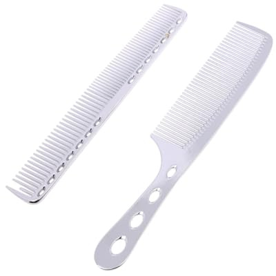 ARTSEWPLY 2pcs Aluminum Haircut Combs for Men and Women, Quick-drying Space Aluminum Material with Half Thin and Half Wide Teeth Design, Prevent Rust Salon Hairdressing Tool for Dyeing