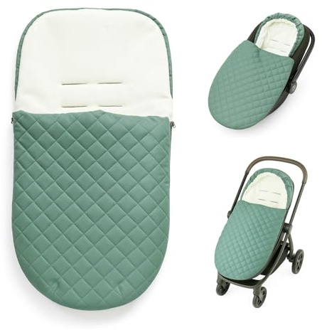 Winterfußsack Fußsack Babyschale Winter Herbst Babyfußsack warm 95x50 cm, Einschlagdecke Baby Kinderwagen Wanne Buggy 3-Punt und 5-Punkt Gurt WASSERDICHT Salbei