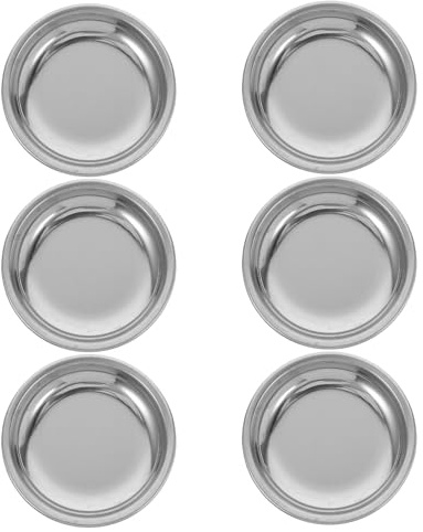 Lot de 6 Soucoupes à Thé Rondes en Acier Inoxydable Argenté | Reposoir pour Sachets de Thé, Rangement Pratique, Anti-écoulement pour Plan de Travail