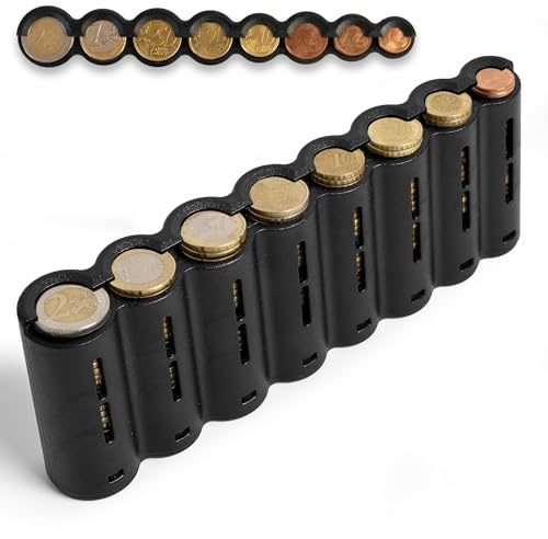 Portamonedas de Euro con 8 Compartimentos – Organizador Profesional de Monedas para Cajeros, Comercios y Uso Diario – Diseño Compacto, Ligero y Resistente