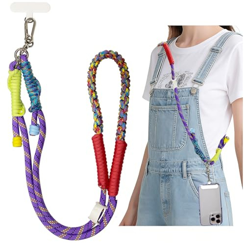 Klerbesh Cordón Móvil Universal, Cordón Ajustable para Llevar el Teléfono de Forma Segura en el Cuello o la Muñeca, Cuerda de Nylon con Mosquetón,Todos los Smartphones (A-9)