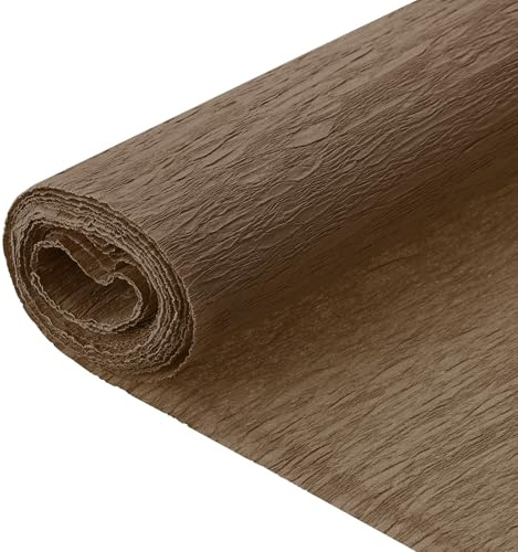 QUARKZMAN Papel Crepe, Rollo Papel Crepe Marrón 7.9 Pies Largo Y 20 Pulgadas Ancho Para Decoraciones Fiestas Con Serpentinas, Suministros Para Fiestas Graduación (Paquete 1)