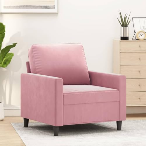 GeenYuu Sessel Rosa 60 cm, Samtbezug, Metallgestell, bequemer Loungesessel für Wohnzimmer, Schlafzimmer, Leseecke, robuste Relaxliege, maximale Tragfähigkeit 110 kg