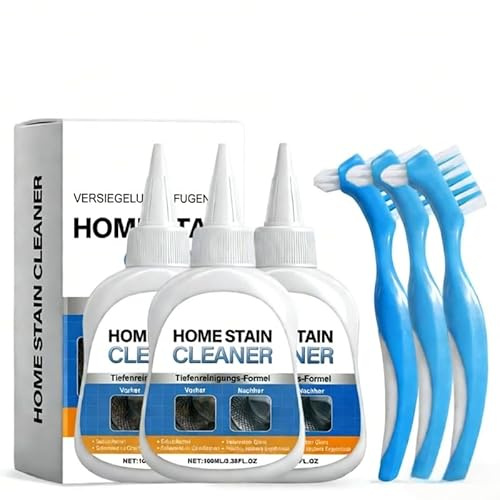 Fugenreiniger,Entferner Gel mit Bürste Badreiniger,Kalkreiniger Extra Stark,Hausreinigungsgel, für Armaturen, Toiletten, Duschköpfe, Chrom, Badewannen & Duschwände (3PCS)