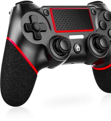 Shiptree Wireless Controller für PS-4, Game Controller Kompatibel mit P4/Slim/Pro/PC, mit Dual Vibration/6-Achsen Gyro, 360°-Joystick Präzise Kontrolle Rot
