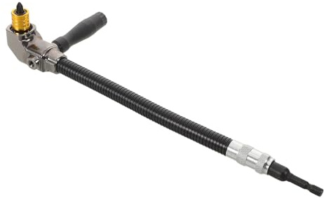 HOMSFOU Right Angle Drill Chuck Adapter 90-Degree Electric Drill Bit Extension with L-Wrench for Tight Spaces and Woodworking Tasks