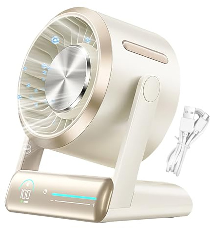 Ventiladores De Escritorio Pequeños Y Silenciosos - Oficinas Potentes, Ventilador De Mesa, Circulación De Aire De 100 Velocidades, Gadget Fresco Portátil Recargable De Larga Duración | Para