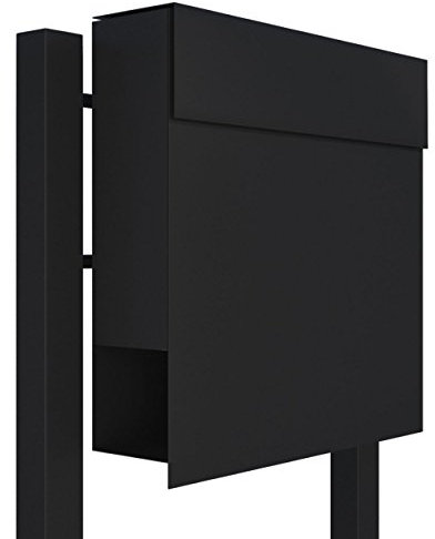 Standbriefkasten mit Zeitungsfach, Design Briefkasten Manhattan Stand Schwarz - Bravios