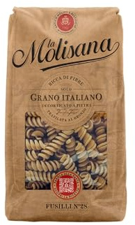 La Molisana, Fusilli Integrali n. 28, Pasta Integrale da Solo Grano Italiano - Trafilata al Bronzo, Ricca di Fibre, Ruvida e Tenace con Eccellente Tenuta in Cottura - Confezione da 500g