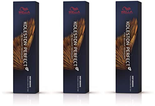 Wella Koleston Perfect ME KP Deep Brown 5/75 Hellbraun/Mahagoni, 3er Pack