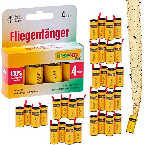 inseko 32x Fliegenfalle – Premium Fliegenfänger & Fruchtfliegenfalle für Küche & Haushalt – umweltfreundlich & giftfrei – Fliegenabwehr