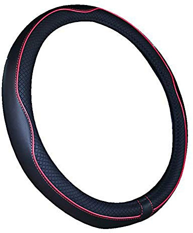 Mayco Bell Bootslenkradabdeckung Mikrofaser Leder 33-34cm Boot Lenkradbezug (Schwarz Rot)