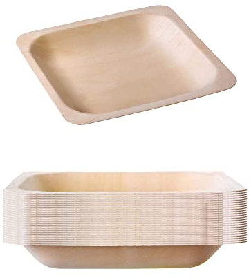 GRÄWE® - Piatti di legno monouso, 25 pezzi, quadrati, 14,5 x 14,5 cm