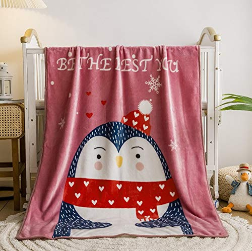 Coperta Bambino per Lettino Neonato Asilo Morbido Copertine Letto Scuola Materna Flanella Coperte Morbide Ragazzi Ragazze Baby copertina 100x140cm Morbido, leggero e carino (Rosa pinguino)