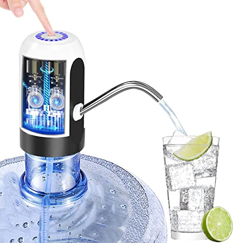 Bomba de agua eléctrica de 5 galones, dispensador de agua portátil, carga USB, botella de agua, botella de agua para botella universal de 2 a 5 galones