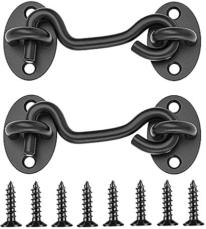 XINCHAO 2 Stück 3 Zoll Sturmhaken Vintage Edelstahl Kabinenhaken Fensterhaken für Fenster, Türen Garagentor, Schiebetür, Scheunen To