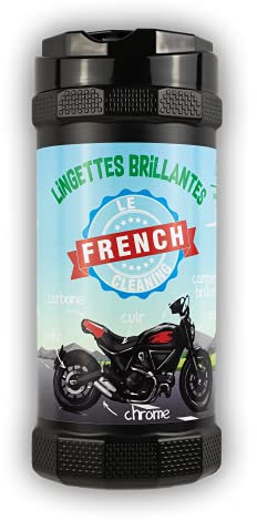Le French Cleaning – Tarro de toallitas para moto – Eliminar una película protectora natural – sin silicona ni disolventes (80 toallitas brillantes)