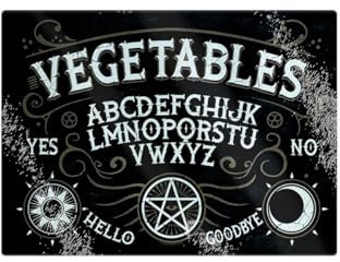 Vegetables Ouija Kleines Glas-Schneidebrett, rechteckig, 28,5 x 20 cm, Schwarz