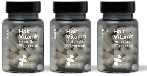 Sons Biotin 900ug Capsules. Vegan Hair Growth Supplement for Hair, Skin & Nails. Vitamin B7 for Treatment of Men's Hair Loss & Thinning. 3X Packs of 30. 3 Months Supply. Made in Europe.
