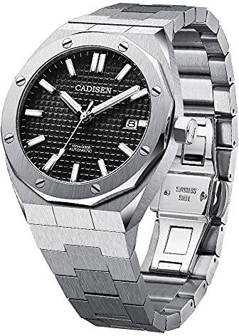 CADISEN Herren Automatik-Uhr Armbanduhr Automatikwerk mit Edelstahlband…