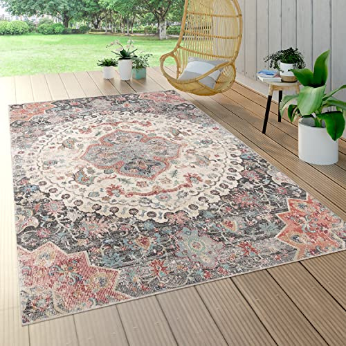 Paco Home In- & Outdoor Teppich Balkon Terrasse Küchenteppich Gartenteppich Modern, Grösse:140x200 cm, Farbe:Grau 3