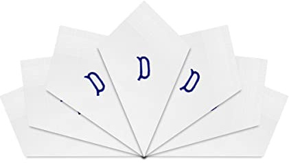7 Stück weiße Satin-Taschentücher mit blauen bestickten Initialen, D