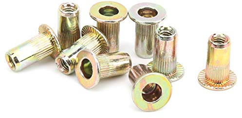 TenNuoDa Nietmutter, 100 Stück, Farbe, verzinkter Kohlenstoffstahl, Flachkopf-Nietmuttern, Gewindemuttern, Hardware-Zubehör, Rändelmuttern, Blindmuttern für Verschiedene Metallplatten und Rohre(M3)