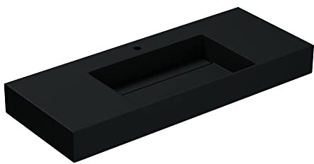 doporro Waschbecken Waschtisch 120x48x13 cm mit verstecktem Ablauf in matt Anthrazit aus Mineralguss als Aufsatzwaschbecken und Hängewaschbecken geeignet Colossum12-M