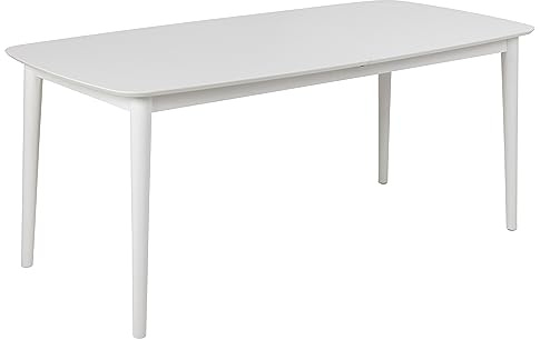 AC Design Furniture Monty Ausziehbarer Esstisch für 6 Personen, Rechteckige Tischplatte in Weiß mit Runden Beinen, Küchentisch mit Ausziehplatte, B: 180 x H: 75 x T: 90 cm