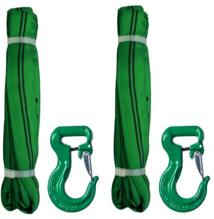 Rundschlingen 4er Set 2 to 2 m NL mit Rundschlingenhaken 2 to Universalhaken I Kransschlinge I Hebeschlinge