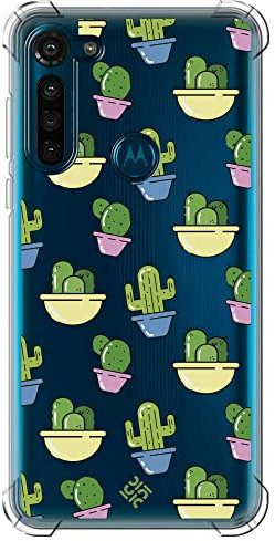 Movilshop Funda Antigolpes para Motorola Moto G8 Power Dibujo Auténtico [ Cactus en Macetas ] Esquina Reforzada Silicona 1.5mm de Grosor Flexible Transparente Bumper Gel TPU