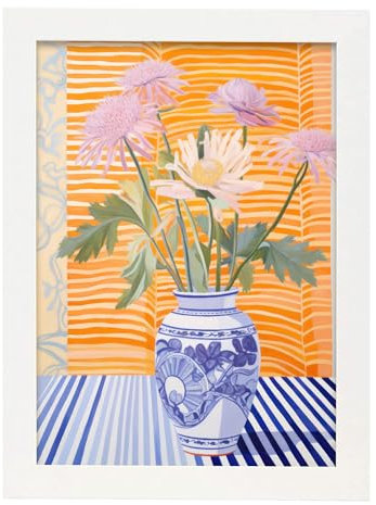 Nacnic Vase der Dahlien Blatt. In Eklektische Blumenvase Poster. Ästhetische dekorative Gemälde für Ihr Wohnzimmer, Schlafzimmer, Zuhause Größen A4 mit weißen Rahmen
