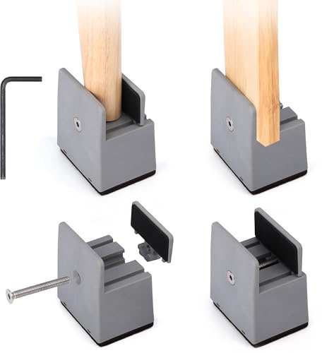 BELLE VOUS 4er Set Bett- und Möbelerhöhung mit Schraubbefestigung - 8,5 cm Betterhöhung - Tisch Erhöhung - Schreibtisch - Stuhl - Durchmesser bis 35mm - Tischerhöhung