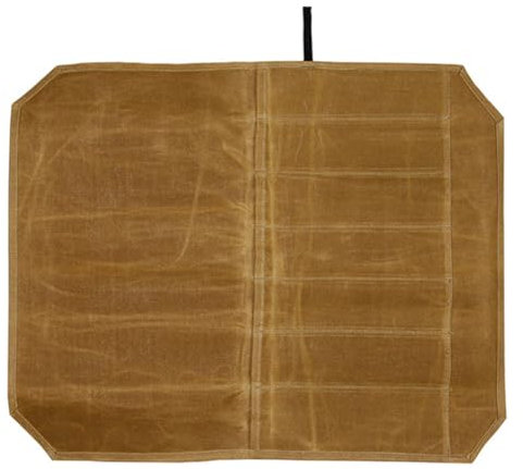 Alnicov Sac à couteaux de chef en toile cirée 453,6 g, sac à couteaux de chef à 7 emplacements, étui à couteaux portable, étui à couteaux étanche, outil de cuisine (marron)