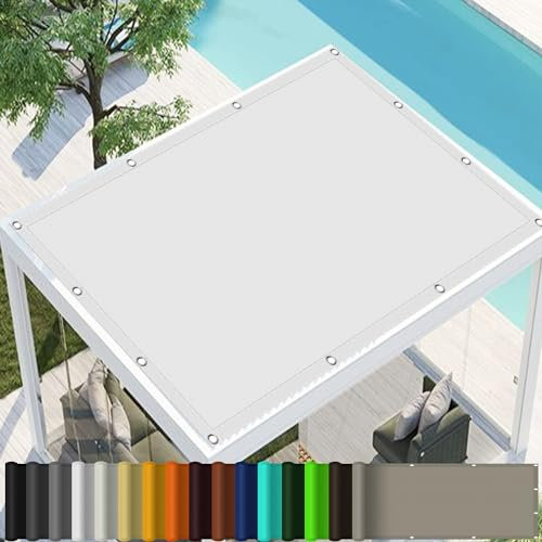 Vela Ombreggiante Tenda a Vela 0.8 x 6.6 m Tende Parasole Rettangolare, Impermeabile Rettangolare con Occhielli con Fune, per Giardino Balcone Terrazza, Bianco